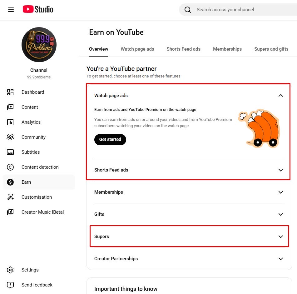 99.9problems channel earnings