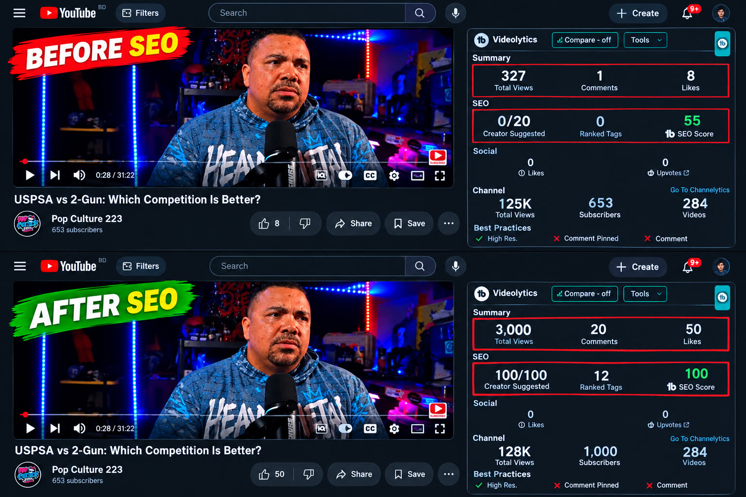 Pop Culture 223 before and after SEO