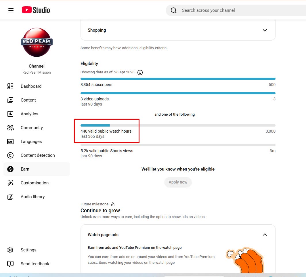 Red Pearl Mission monetization eligibility